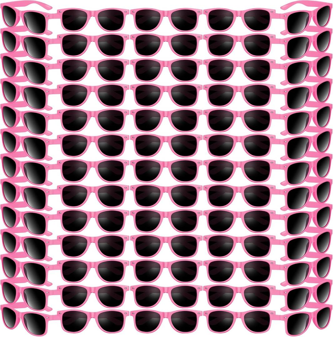 Oleitodh 60 Pack Pink Party Sunglasses Kids Bulk for Birthday Party Favors Goody Bag Fillers for Beach Pool Party for Teens Adults