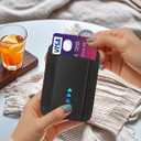 Miroddi Credit Card Holder with Find My, Premium Leather Small Wallet for Women, RFID Blocking Slim Card Wallet for Women Men, Minimalist Business Credit Card Wallet, Holds Up to 14 Cards, Black