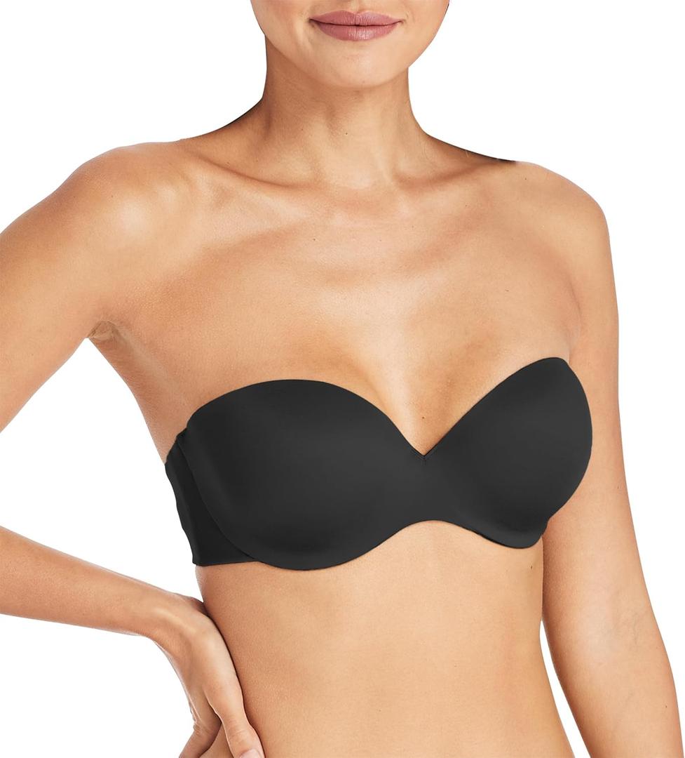 Maidenform Women's Strapless Bra, Custom Lift Underwire Bras for Women, Convertible Straps, Supportive (38C, Black)