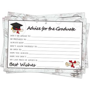 2 x Fibevon Graduation Wish & Advice Cards - 50PCs Graduate Party Supplies Advice Card for Class of 2025 Graduations Party, Graduation Favors Cardes for High School/College/Senior School (4x6 in, Black,White)