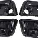 Glossy Black Front Rear Bumper Grill Fog Light Cover Bezel Trim set for Honda Civic Hatchback 2017-2021 Driver and Passenger Side without Radar Hole