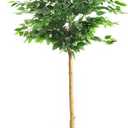 Homeplants Artificial Ficus Tree, 6Ft | White pot, adjustable realistic branches and leaves, indoor outdoor home decoration