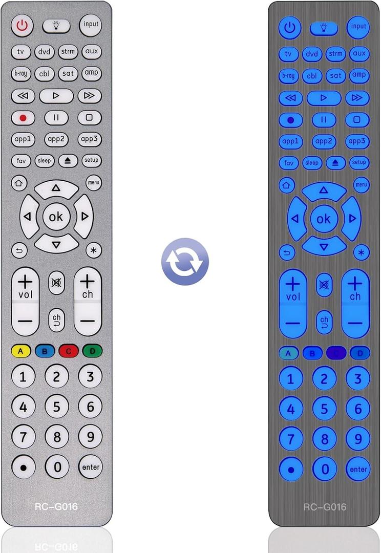 Backlit Universal Remote Control for TVs/Streaming Players/Audio/Cable Boxes and More 8-Device, Universal TV Remote for Samsung, LG, Sony, Philips, Vizio,Apple and More Brand (US-G016)