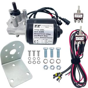3/8" D Shaft 12V DC Reversible Electric Gear Motor 50 RPM with Toggle Switch Wire Kits L Bracket Forward and Reverse Motor Replaces PN01007-38