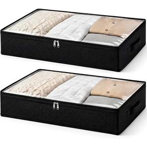 Fixwal Black Underbed Storage Bags with Clear Window and 2 Reinforced Handles Under Bed Storage Containers for Clothing, Bedding, Comforter (2 Pack)
1K+ bought in past month