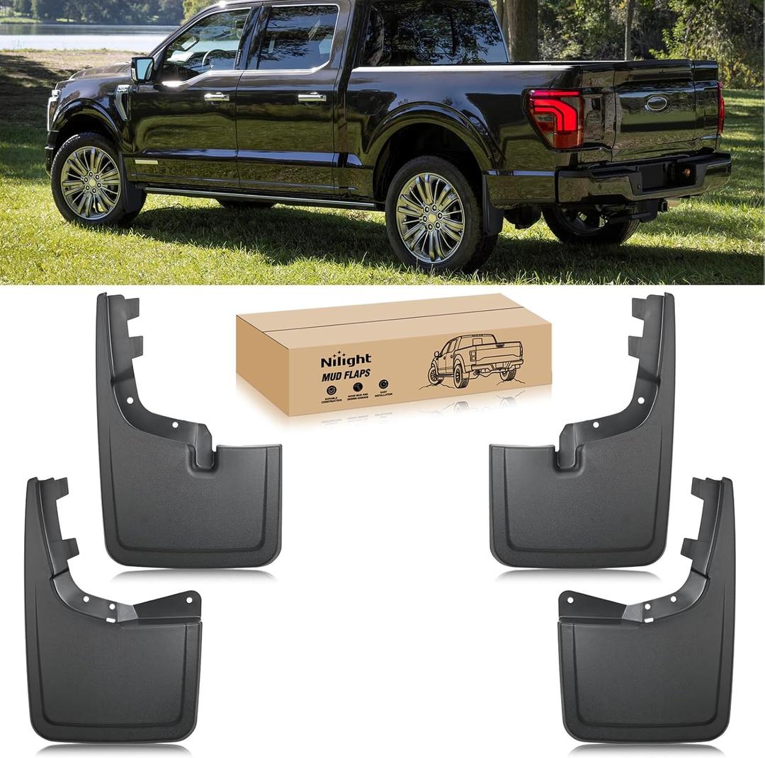 Nilight Mud Flaps for Ford F150 2021 2022 2023 2024 2025 2026, No Drilling Precision Fit Exterior Accessories Heavy-Duty Splash Guards Protection, Front & Rear Set
