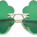 Hycredi St. Patricks Day Irish Shamrock Sunglasses Green Four Leaf Clover Leprechaun Costume Glasses