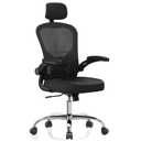 Office Chair Ergonomic Desk Chair, 330LBS Capacity, High Back Computer Chair for Long Hours Comfortable, Rolling Swivel Executive Task Chair for Home Office with Flip-up Armrests, Black Black-Chrome