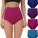 wirarpa Women's Underwear Cotton Super High Waisted Briefs Stretch Full Coverage Panties 4 Pack, M