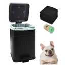5L Dog Poop Trash Can with Lid for Outdoors，1.3 Gallon Trash Can with Activated Carbon Filter & Plastic Bags, Pet Waste Container，UP5L-BK-Fang