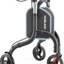 HOMLAND 3 Wheel Walkers for Seniors, Lightweight Foldable Aluminum Three Wheel Walker, Height Adjustable Compact Rollator Walker with Removable Storage Bag