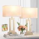 Seealle Bedroom Table Lamps Set of 2 - Touch Bedside Lamps with USB C+A, 3 Way Dimmable Gold Lamp for Nightstand, Modern Night Stands Lamps for Living Room End Tables Desk Bed Side Study Room(16.4n)