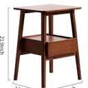 JIKUGO Nightstand Mid Century Modern and Drawers Display Cabinet for Bedroom Bamboo Bedside Tables 21.9x15.8x14.2in with USB Charging Port Night Stands Bed Side Table
