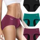 Period Underwear For Women Heavy Flow, Leakproof Panties High Waisted Cotton Postpartum Teens Hipster Briefs 3 Pack (XX-Large, Mid Rise-black Red Green)