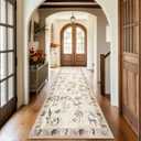 Jinchan 3x10 Runner Rug Beige Jungle Animals Print, Modern Hallway Washable Runner Rug Kitchen Ultra-Thin Low-Pile Non-Slip Soft Botanical Accent Carpet for Bedroom Living Room Laundry (3'x10', Beige)