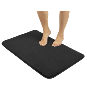 Fluffy Foamed Bath Rug Slip Resistant Bottom Base Black