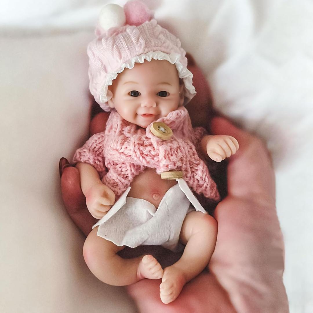 6 Inch Soft Silicone Baby Doll Full Body Girl Real Life Tiny Silicone Baby Dolls Miniature Realistic Newborn Baby Dolls for Kids