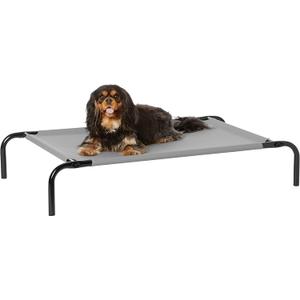 Amazon Basics Cooling Breathable Elevated Dog Bed with Metal Frame for Small Dogs, 36 x 22 x 7.5 Inch, Grey (Small (Pack of 1))