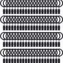 84 Pack Curtain Rod Clip Rings,1" Interior Diameter(Compatible with up to 5/8" Curtain Rod),Metal Drapery Ring with Clips,Strong Decorative Drapery Window Ring with Hooks,Rustproof Vintage(Black)