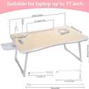 Laptop Bed Table, Laptop Desk for Bed, Foldable Laptop Bed Desk with USB Charge Port, Handle, Desktop Card Slot, Cup Slot, Side Drawer, Laptop Table Portable Notebook Stand for Eating Reading Working