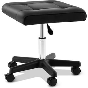 Wesiti Under Desk Foot Rest with Wheels, Adjustable Rolling Foot Stool Ottoman with Lockable Casters, PU Padded Leg Support for Office, Home, Pedicure & Workstation, 19.3 x 16.9 Inch , 15-19.8 Inch