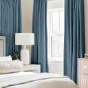 MIULEE Linen Texture Curtains for Bedroom Solid 100% Blackout Thermal Insulated Dusty Blue Curtains Grommet Room Darkening Drapes Luxury Decor for Living Room Nursery 52x84 Inch (2 Panels)