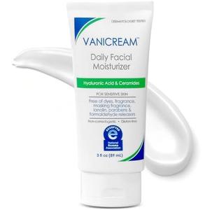 Vanicream Daily Facial Moisturizer With Ceramides and Hyaluronic Acid - Formulated Without Common Irritants for Those with Sensitive Skin, 3 fl oz (Pack of 1)