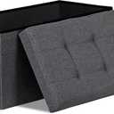 SUPER DEAL 30 Inches Storage Ottoman Bench Folding Footstool with Divider Padded Seat Large Storage Chest Long Box for Living Room Bedroom Entryway, 660 lbs Capacity 15" x 30" x 15" Dark Grey