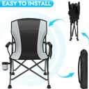 2 Pack Oversized Folding Camping Chair for Adults, Supports 450 LBS Camping Chairs, Heavy Duty Camping Chair with Side Pockets, Foldable Outdoor Chair for Camping, Beach, Fishing, Hiking, Black-Gray, Twin Pack