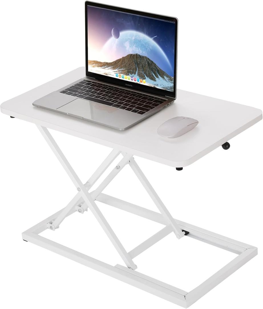 biueus Height Adjustable Standing Desk Converter, Stand Up Desk Converter for Home Office, Gas Spring Computer Workstation for Monitor Or Laptop (White-23.6Inch)