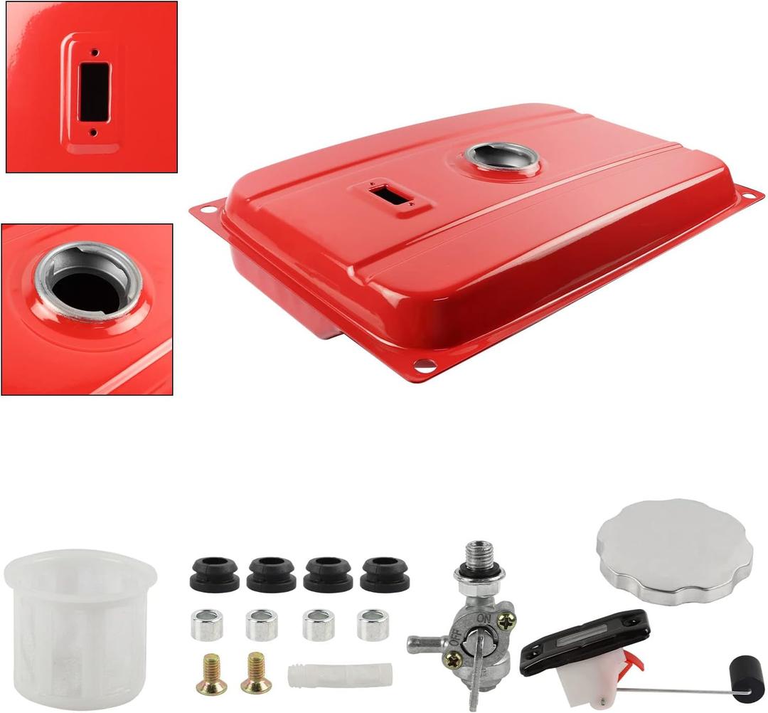 FLYPIG 2-3KW Red Universal 5 GallonUS Generator Fuel Tank 18.9 L Secondary Gas Tank Generator Petcock Filter Gauge Cap assembly Fit for EC2500 EC2500 S Replaces H009-A001-5G