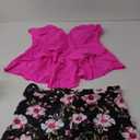 B2prity Women Plus Size Tankini Swimsuits Tummy Control Two Piece Bathing Suit Ruffled Flounce Swimwear with Shorts (XX-Large, Hot Pink)