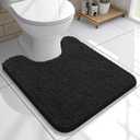 OLANLY Toilet Rugs U-Shaped 20x20, Extra Soft Absorbent Chenille Contour Bathroom Rugs for Toilet, Dry Quickly, Machine Washable, Non-Slip Bath Mat, Black