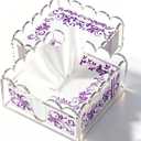 2 Pcs Acrylic Napkin Holder, Cocktail Napkin Holder, Clear Square Scalloped Tissue Dispenser with Wavy Edge for Table Kitchen Bathroom Bar, Fits 5x5 Inch Napkins (Not for Paper Towels)