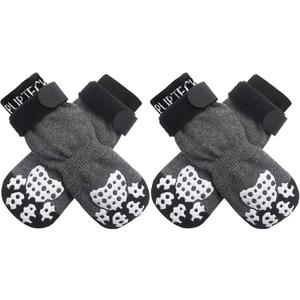 PUPTECK Anti-Slip Dog Socks with Double Sides Grips for Small Medium Large Dogs Hardwood Floors Prevents Licking, Dog Shoes for Hot Pavement Traction Control Paw Protector for Senior Dogs, Grey XL