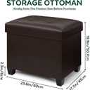Ottoman with Storage, Rectangular Storage Ottoman, Faux Leather Ottomans with Legs for Living Room Bedroom Dorm, 23.6" D x 17.7" W x 19.9" H, Brown