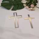 16pcs of Acrylic Cross Cake Topper, Cross Cake Charm for Baptism, Christening, Holy Communion Cake (6'', Silver Mirror)