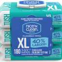 Nice 'N CLEAN Extra Large Flushable Wipes | 40% Larger Wipes | 6.8" x 7.5" Unscented XL Adult Wet Wipes | Septic and Sewer Safe | Fragrance Free, Hypoallergenic, Plant Based | 180 Butt Wipes