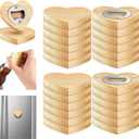 Vesici 50 Pcs Magnetic Bottle Opener 2.5in DIY Bamboo Heart Shape Beer Openers Wooden Fridge Magnet Refrigerator Sticker Gift for Beer Lover Wedding Guest Kitchens Bars Parties