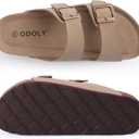 ODOLY Unisex Cork Footbed Slide Sandal, Arch Support Summer Outdoor Sandals with Adjustable Buckle for Women and Men 37