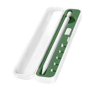 Storage Box with Lid and 2 Pack Pencil Tips for Apple Pencil 1st Generation and Apple Pencil 2nd Generation,Pen Protective Carrying Case for Apple iPad Pencil  Holder Accessories Storage(Green)