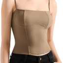 SUUKSESS Women Bustier No Boning Corset Tops Fitted Going Out Y2k Cami Tank Tops (Brown, XS)