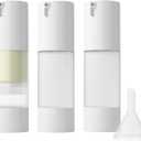 longway 3pcs Empty Refillable Airless Pump Bottle,Travel Foundation Containers,Airless Cosmetic Pump Bottle for Hand Sanitizer, Toner,Gel,Hair Oil, Lotion and Face Cream (1oz/30ml, frosted)