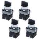 Antrader 4pcs ZB2-BE101 SPDT 2NO 4 Pin 3 Position Round Top Rotary Selector Switch AC 600V 10A