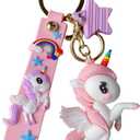 HAIQILIN Unicorn Keychain for backpack (Pink)