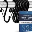 Blau Marité 10-Pack Metal S Hooks for Hanging Heavy-Duty S-Shaped Hook with Safety Buckle Fits Bars up to 0.8 in Anti-Drop S-Hooks for Kitchen, Bathroom, Closet & Pot Racks Black (Medium)