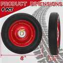 4 Pack Solid Rubber Tires, 8 Inch Flat Free Hand Truck Replacement Wheels with Ball Bearing 1/2-Inch Bore Axle Hole, Heavy Duty Garden Carts Replacement Tires for Wheelbarrow, Wagon (Black Red)