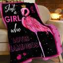 Just A Girl Who Loves Flamingos Blanket Cute Flamingo Decor Throw Blanket Gifts for Girls Boys Super Warm Soft Plush Fleece Flannel Winter Bedding Blanket for Kids Adults Women Men 50"X40"
