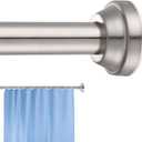 Shower Curtain Rod Adjustable Brushed Nickel Spring Tension Stainless Steel Telescoping Rod No Drilling Rods for Bathroom Closet Windows No Drilling No Slip No Rust 30 to 76 Inch (30-76")