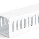 ZhiYo 2x2in Professional Server Rack Cable Management Raceway, Cable Raceway Kit, Electrically Safe PVC Open Slot Wire Cover, Cord Hider for Under Desk/Computer/Network Cords White